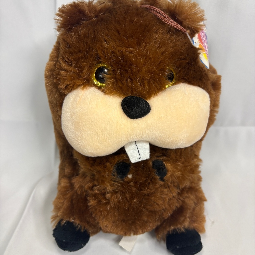 NWT Nanco Belly Buddies Plush Beaver Buckteeth Stuffed Animal Brown 10" NEW